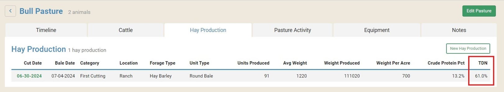 Pasture - TDN